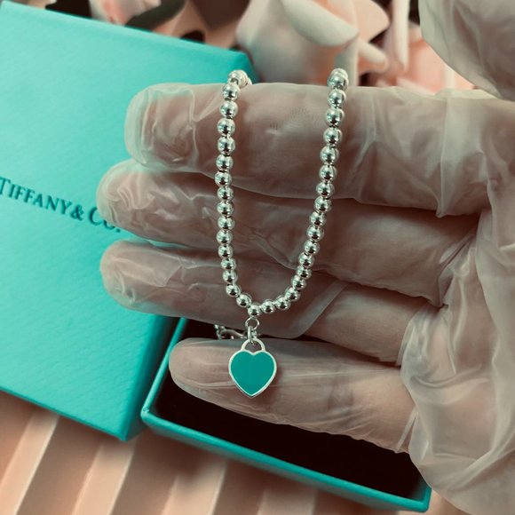 Tiffany & Co.Bead Necklace Sterling silver Mini Bead Ball Beads Blue Enamel